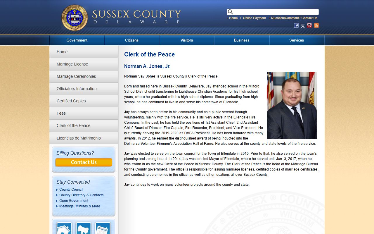 Sussex County Clerk of the Peace obituary and marriage records page