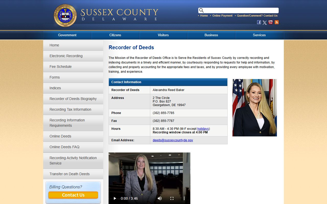 Sussex County Recorder of Deeds portal for Delaware obituary research