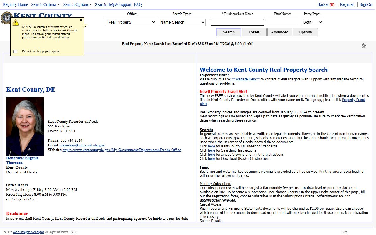 Kent County Delaware land records portal linked to historical obituary research